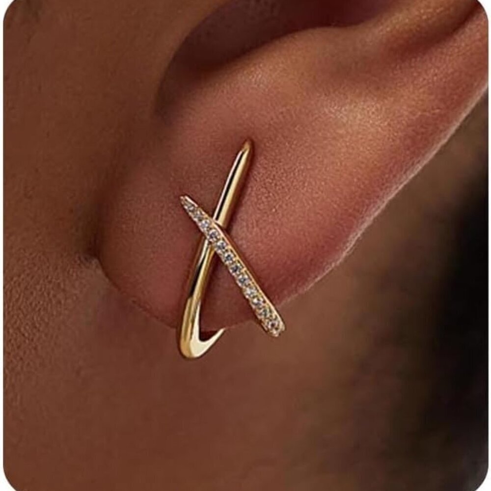 14K Gold Cubic Zirconia Stud Earrings for Women - Hypoallergenic, Dainty, Elegan